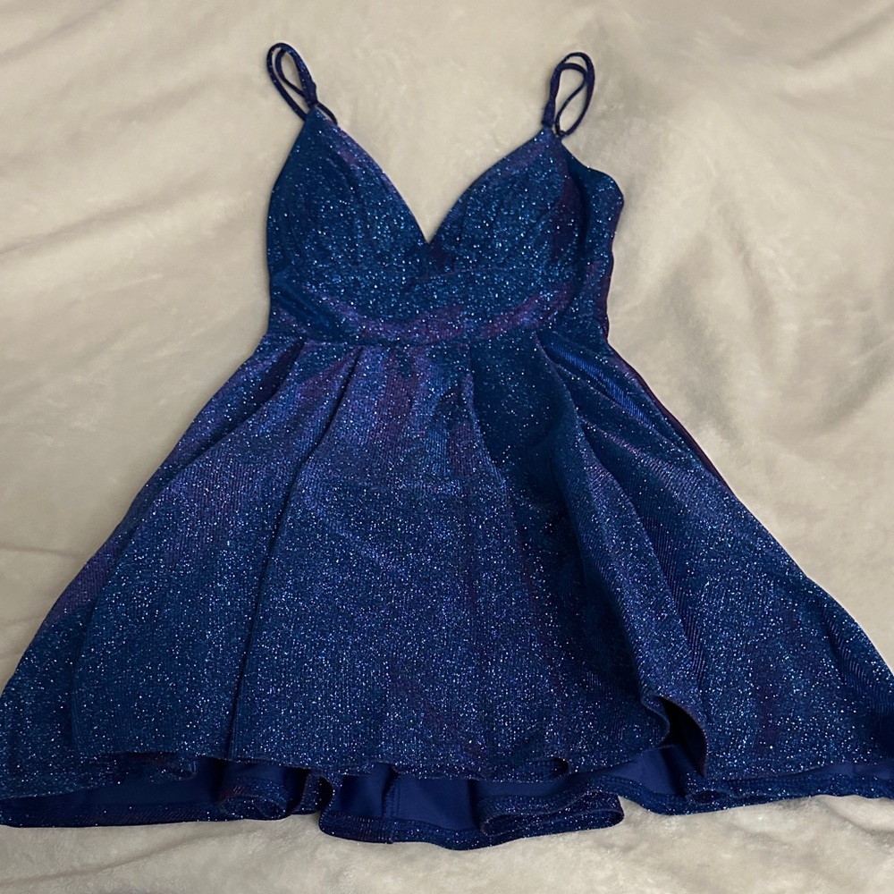 B Darlin Glittery Navy Kids Dress